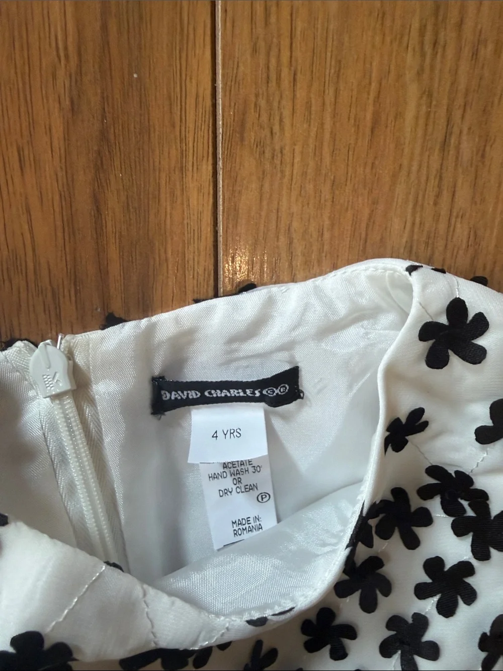 David Charles Girls Black and White Floral Appliqué Party Dress size 4